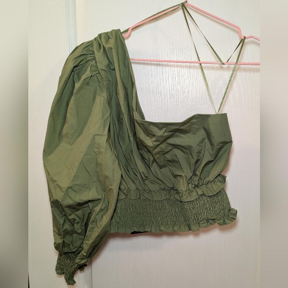Anthropologie Green One-Shoulder Women's Top